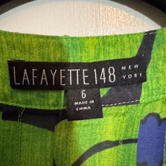 Lafayette 148 New York Size 6 Green Mod Beaded Floral Tunic Top Vacation Beach - Picture 8 of 8